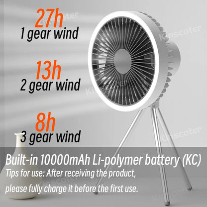 Portable 2-in-1 Fan & Led Light