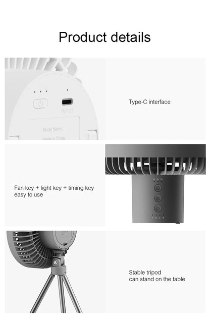 Portable 2-in-1 Fan & Led Light